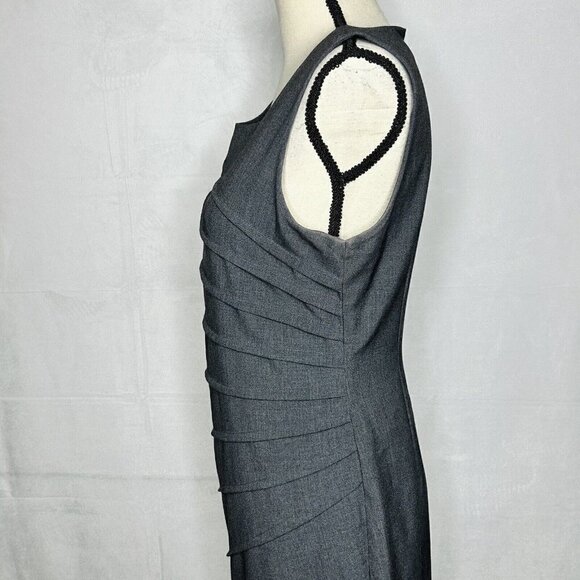 Calvin Klein Women’s Sleeveless Fitted Grey Pleated Design Dress Size 6 Stretch - Picture 5 of 9